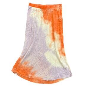 Drew Tie-Dye Purple Coral Summer Midi Skirt Women’s Size XS Flare Knee Length